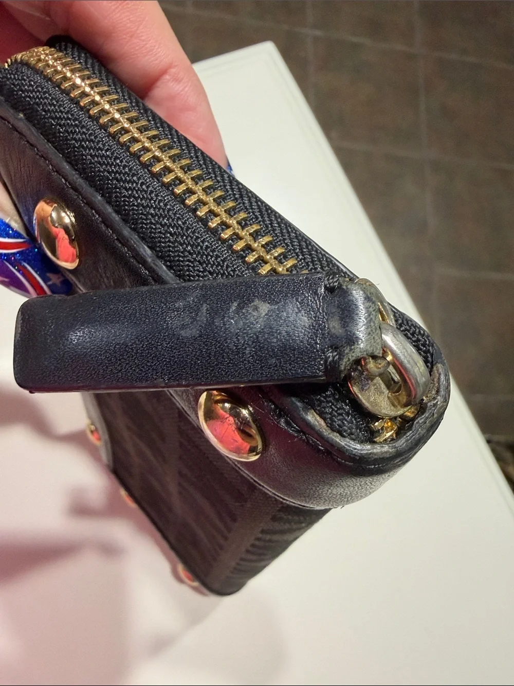 Michael Kors Black Studded Zip-Around Wallet